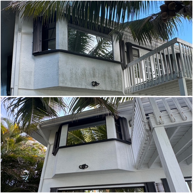 Before and after house washing in Stuart, FL by Know Pressure Exterior Cleaning