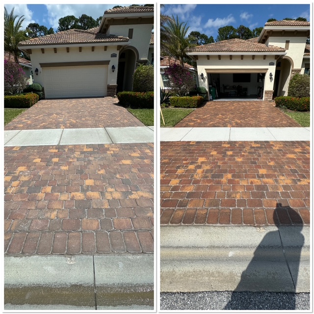 Paver Cleaning and Sealing Before and After – Port St. Lucie Before and after paver cleaning and sealing in Port St. Lucie, FL